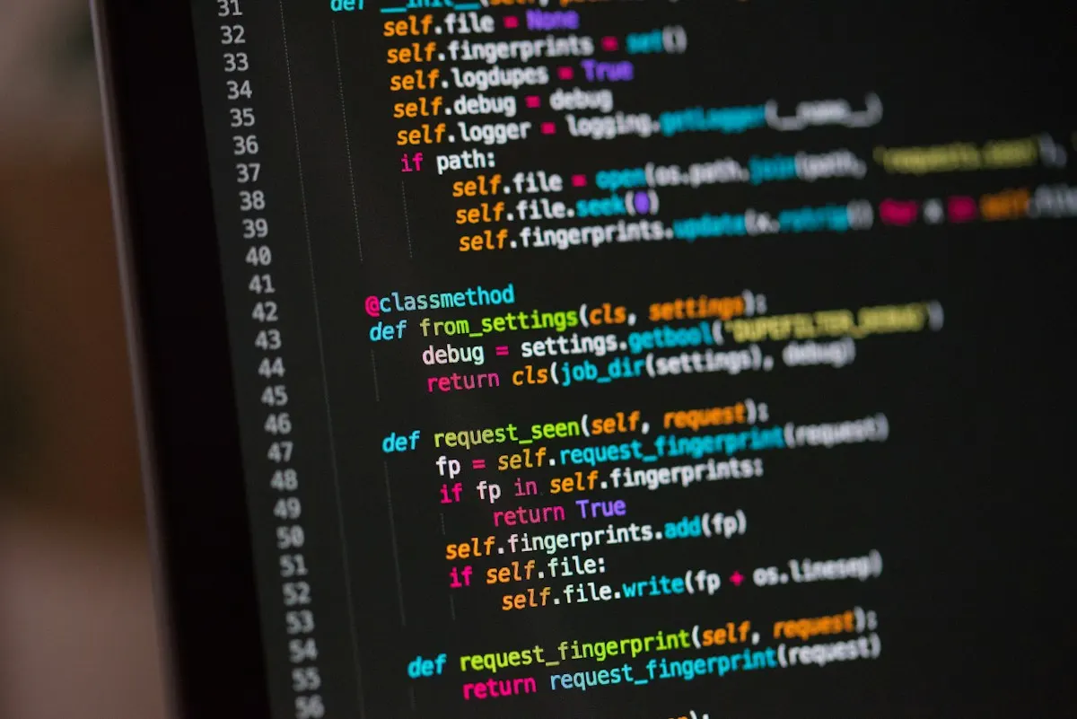 Code displayed on a computer screen