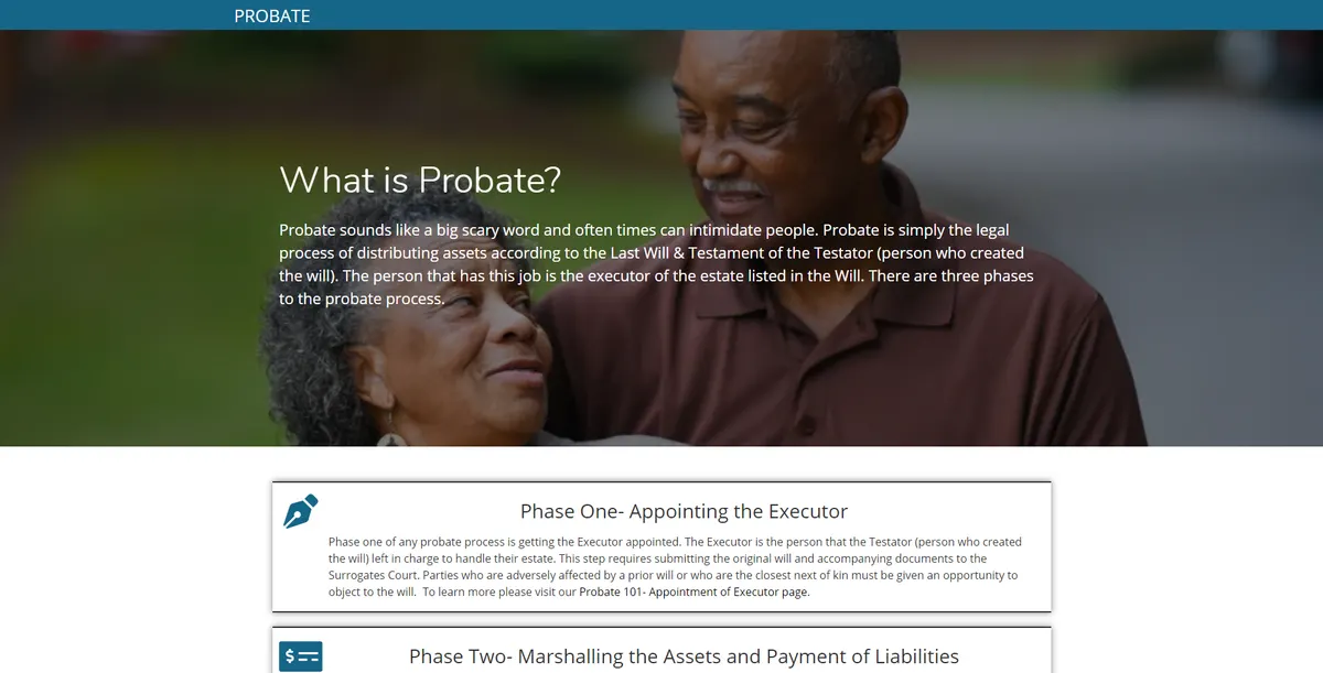 Desktop view of the Miller and Miller Law Group website