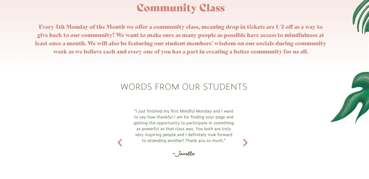 yoga class web design