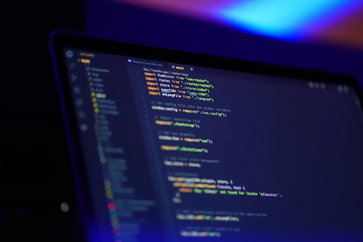 Laptop screen displaying code