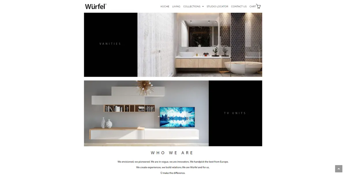 Desktop view of the Wurfel website