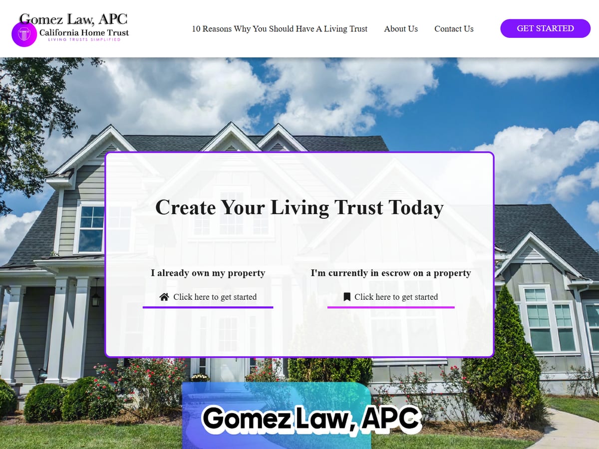 Homepage of the California Home Trust website