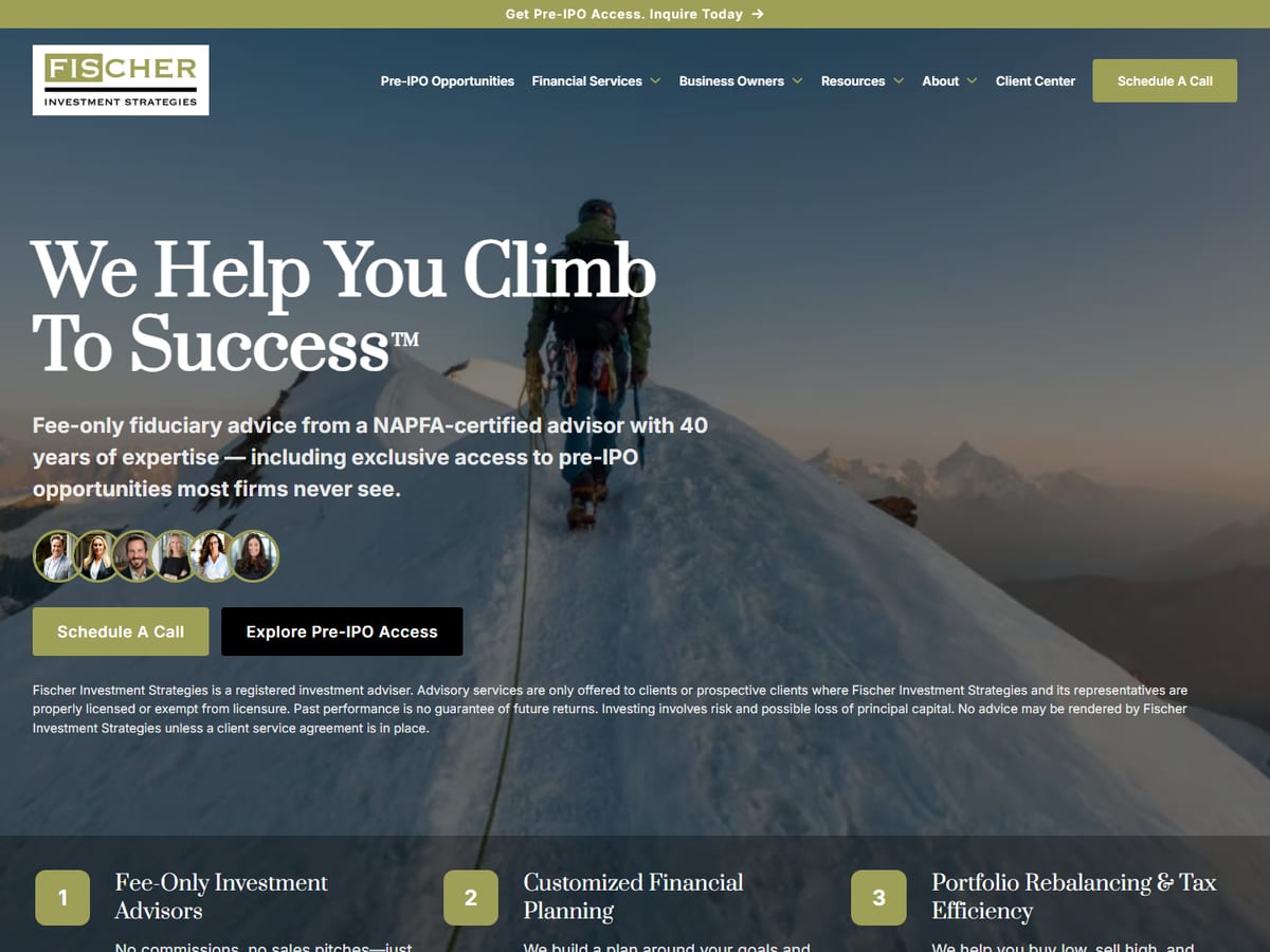 Homepage of the Fischer Investment Strategies website