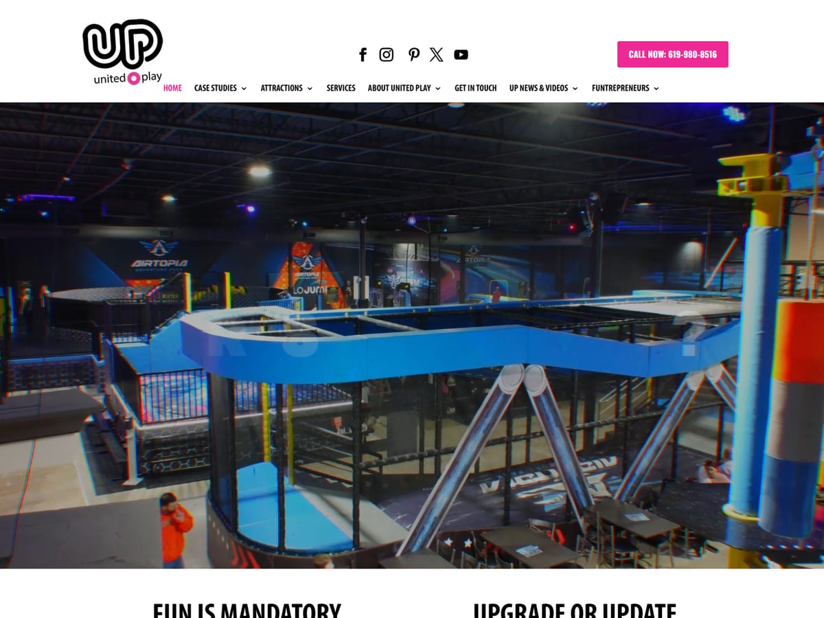 Homepage of the United Play website