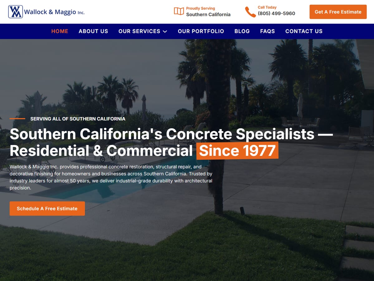 Homepage of the Wallock & Maggio website